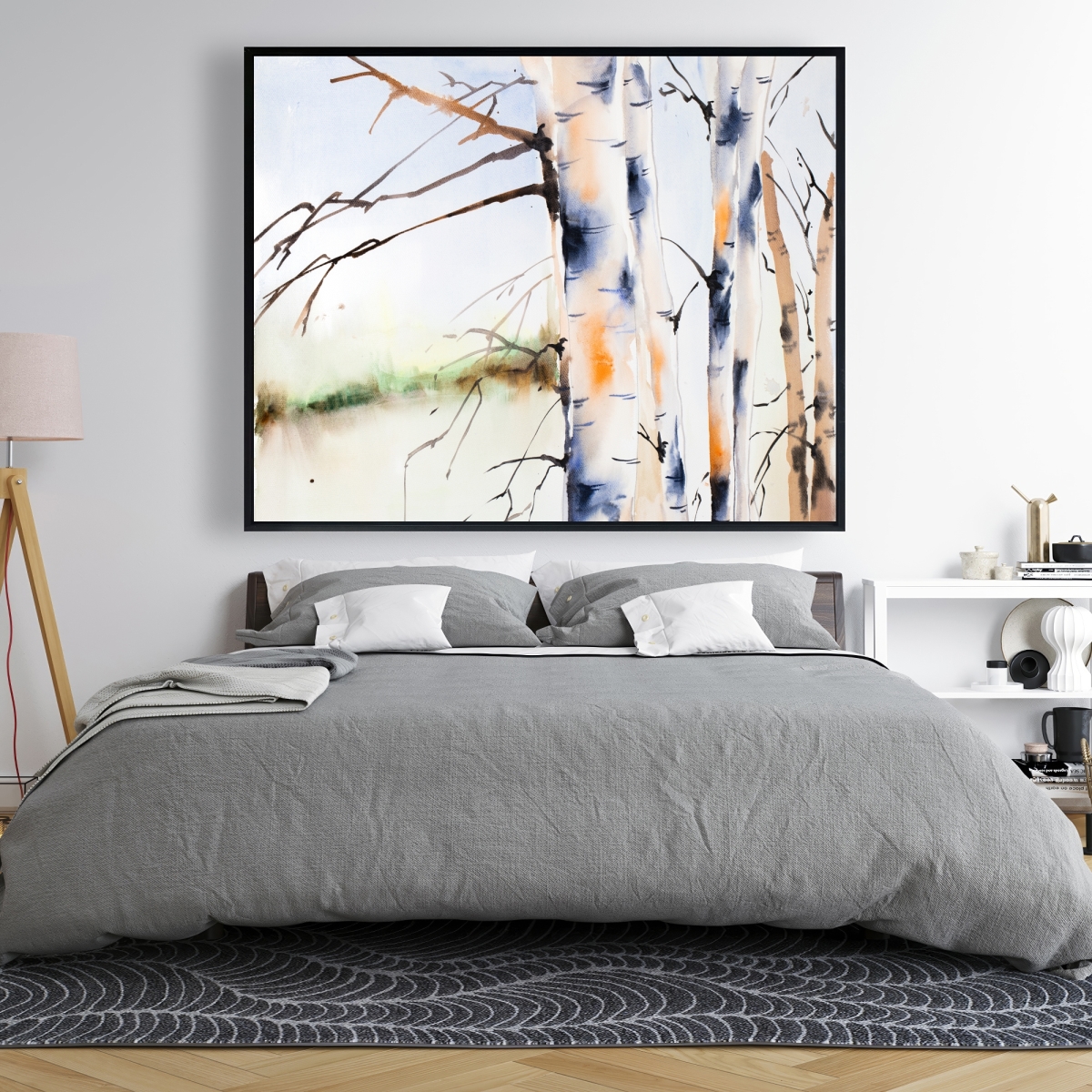 C1FC48600ODWG8 48 x 60 in. Birches Trunks - Framed Canvas Home Decor for Tree Lovers