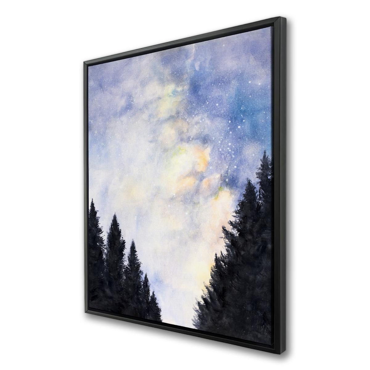 C1FC3648G40GIT 36 x 48 in. Starry Sky in Forest - Trees Blue Framed Canvas Art Decor