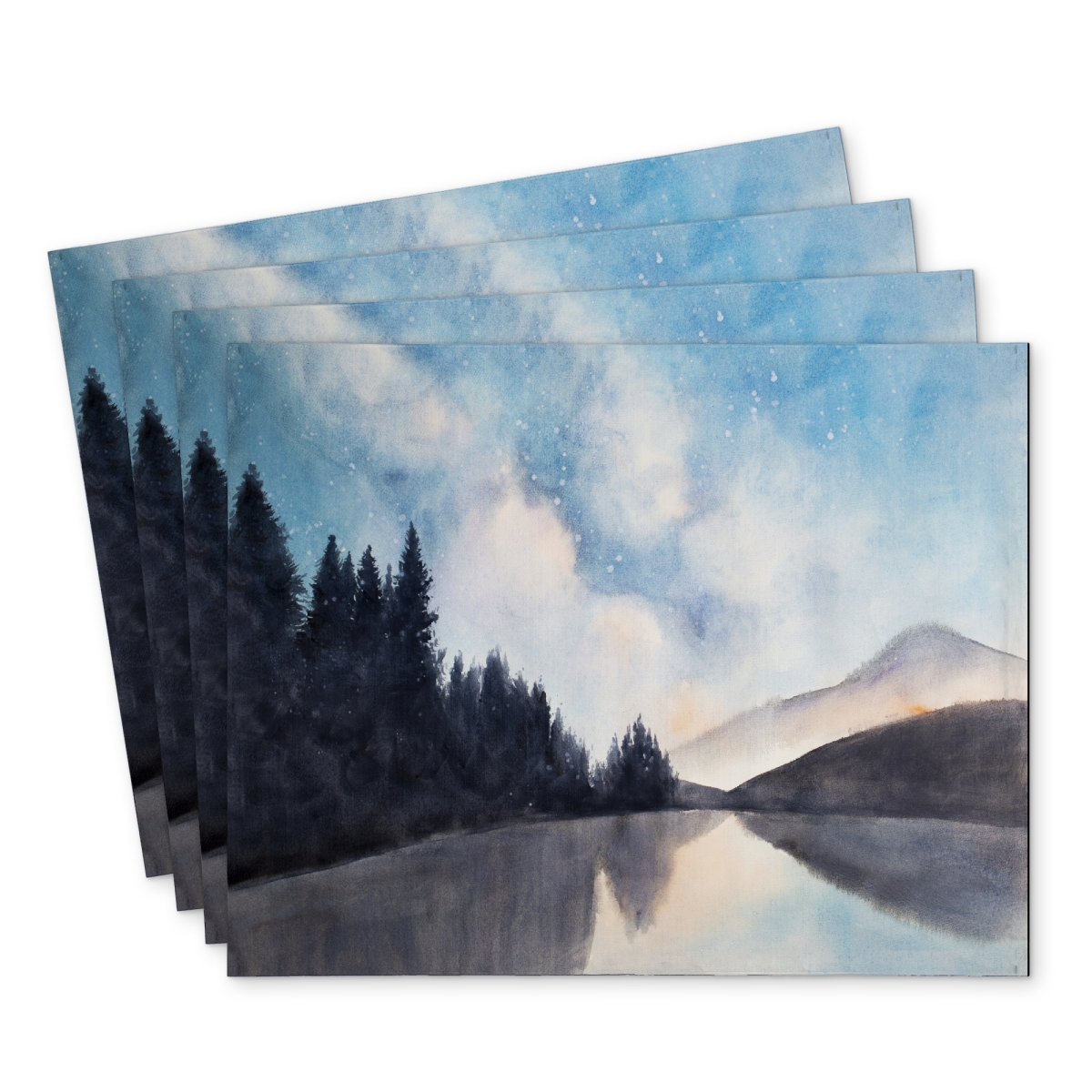 Picture of Begin Home Decor C4PP1418ZFOXT7 14 x 18 in. Lakeview By Night Polyester Placemat - Elegant Home Decor - Set of 4