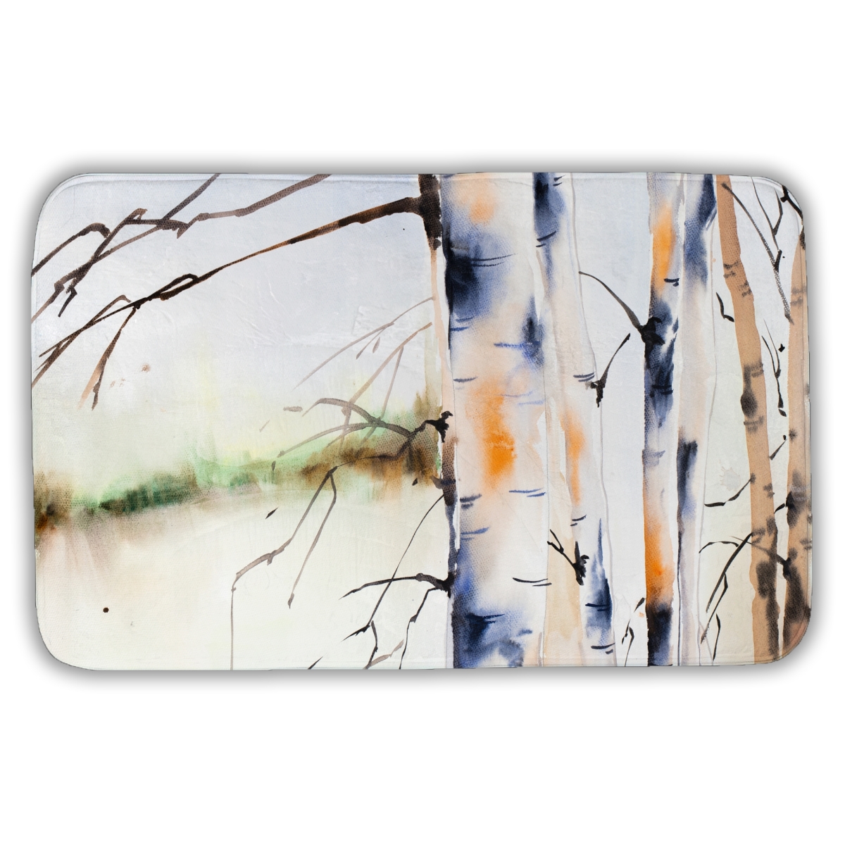 C1BM2134KGIPBU 21 x 34 in. Birches Trunks - Trees Orange Bath Mat for Home Decor