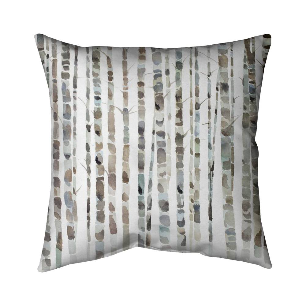 5543-2626-LA134 26 x 26 in. Watercolor Birch Tree Forest Throw - Brown Poly Twill Decor