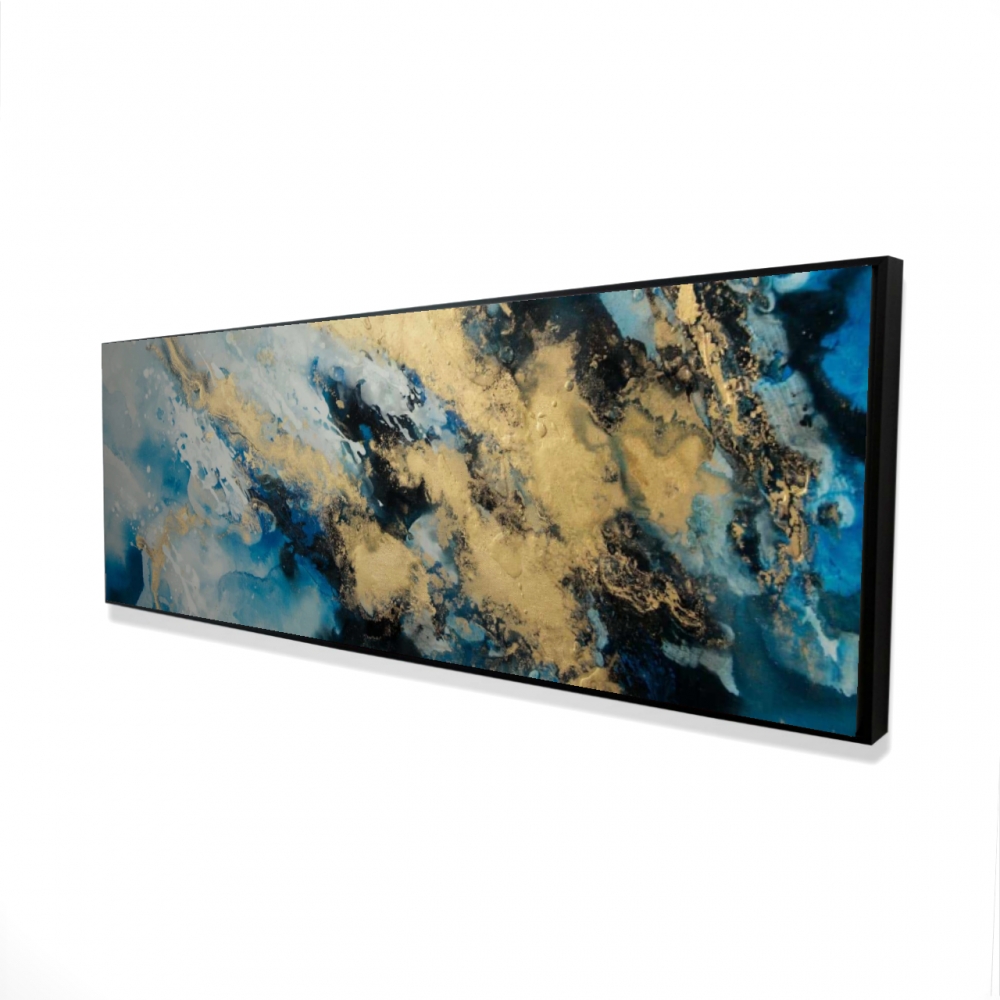 2081-2060-AB62 20 x 60 in. Blue Marble - Abstract Modern Framed Canvas for Home Decor