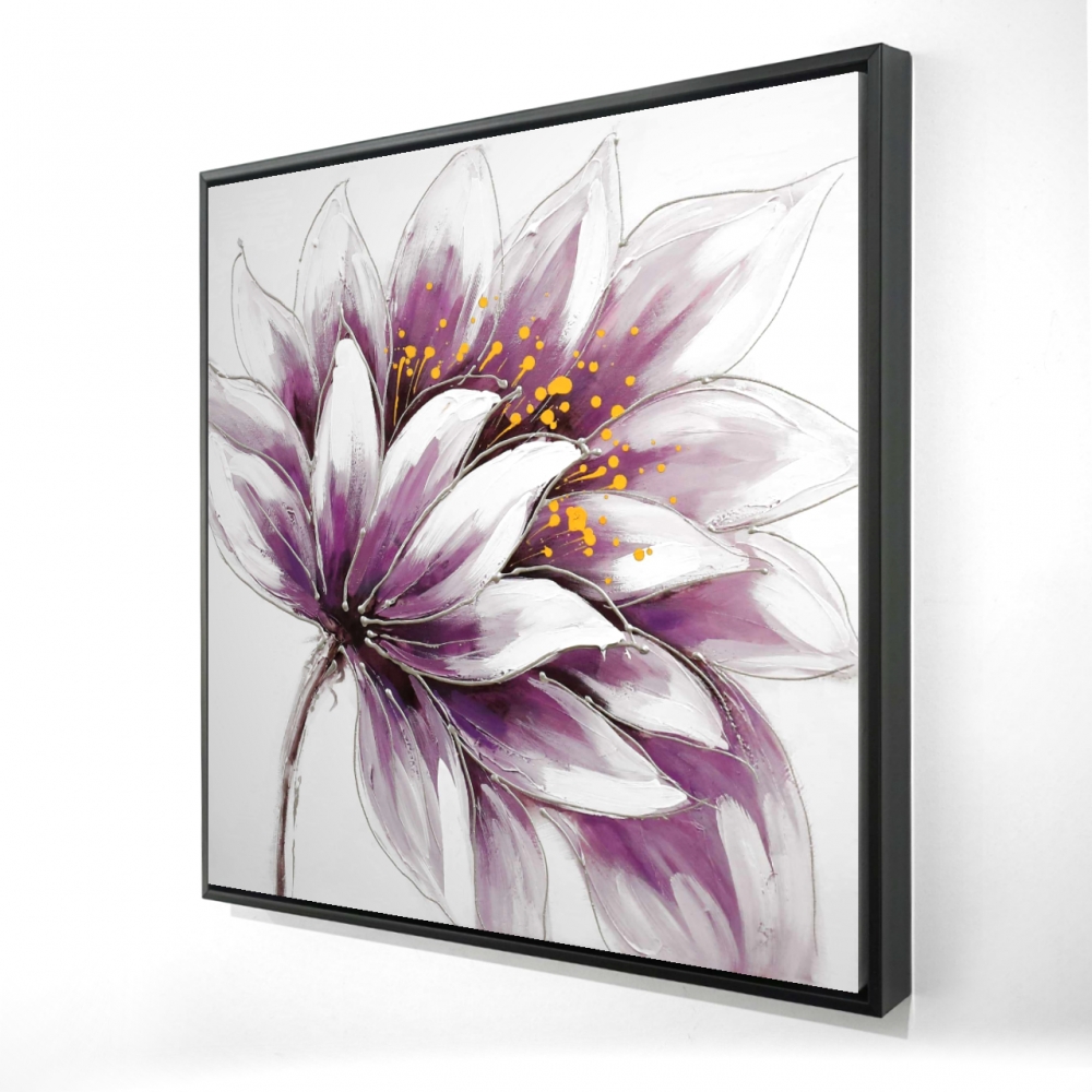2081-3636-FL161 36 x 36 in. Purple Flower - Botanical Romantic Framed Canvas Decor