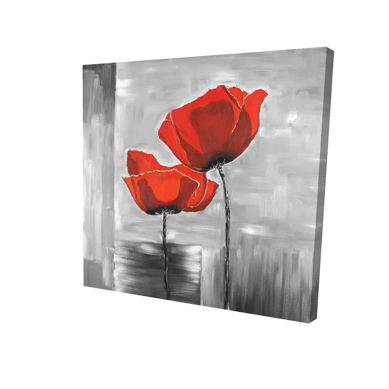 16 x 16 in. Two Red Flowers on A Greyscale Background-Print on Canvas