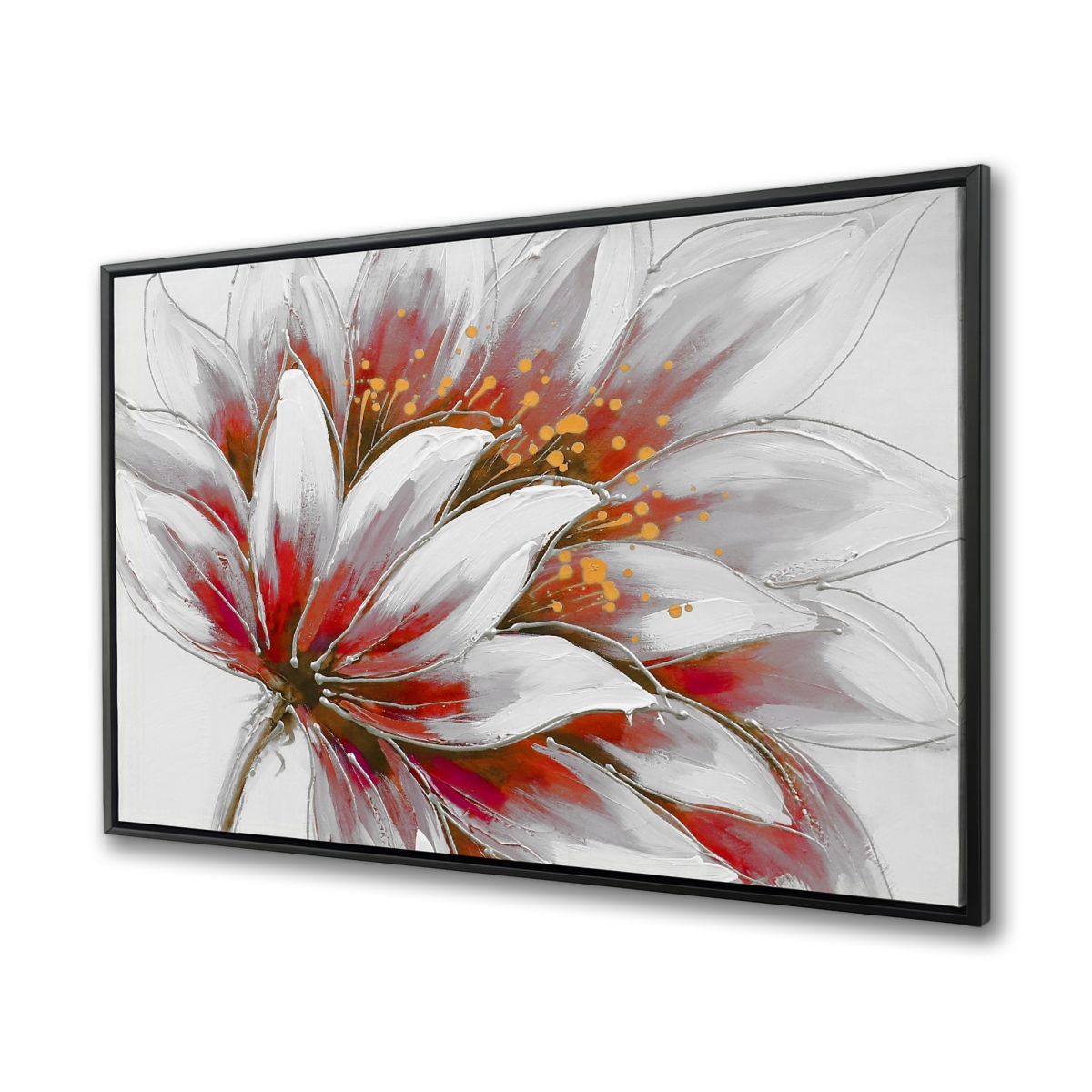 C1FC3648BEMJF0 36 x 48 in. Red Flower with Gold Center - Floral Canvas Home Decor