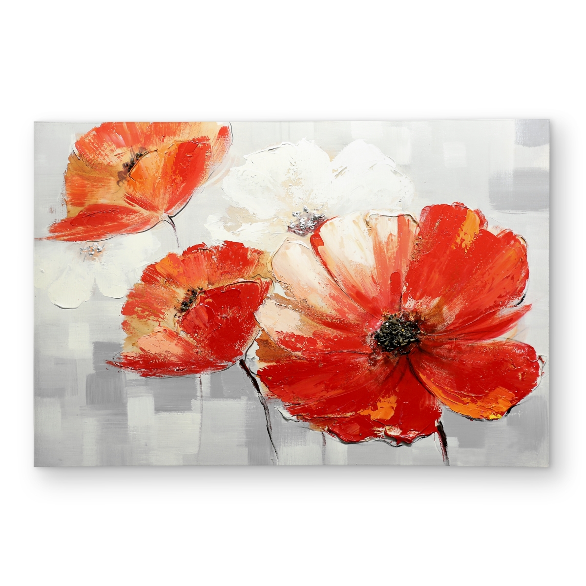 C1ROAR466FWP87 4 x 6 ft. Abstract Red Wild Flowers Rug - Bedroom Outdoor Decor - Rectangle