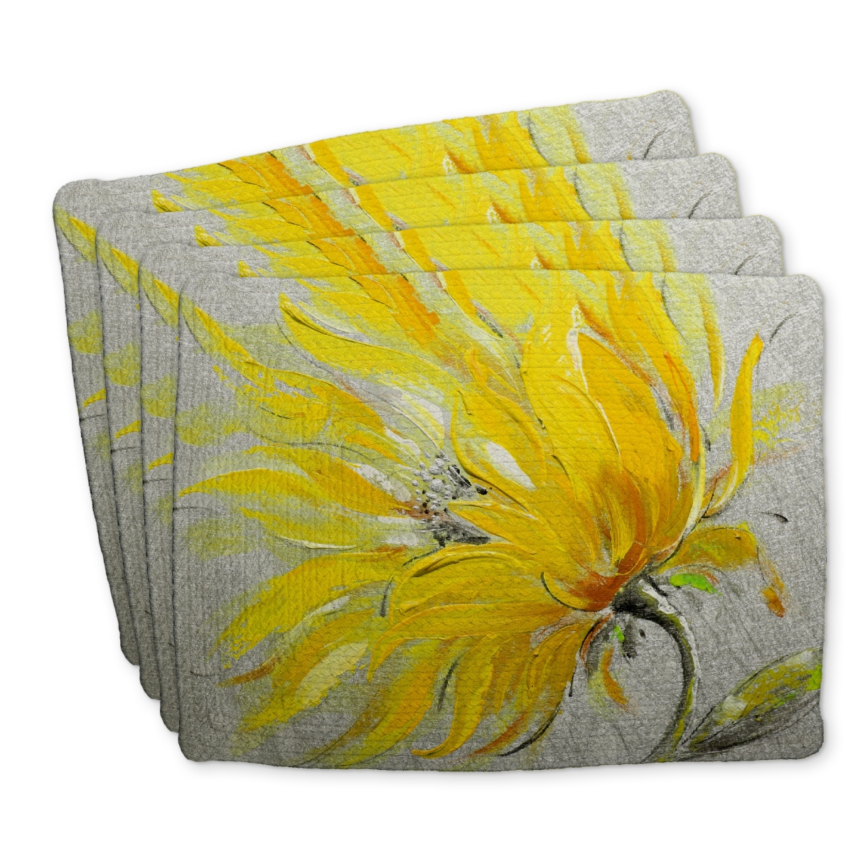 Picture of Begin Home Decor C4BP1418X6LOBZ 14 x 18 in. Yellow Flower Braided Polyester Placemat for Home Decor - Set of 4