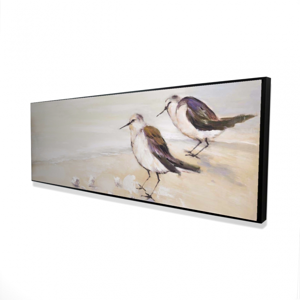 2081-2060-AN97 20 x 60 in. Two Sandpipers on the Beach - Framed Canvas Home Decor