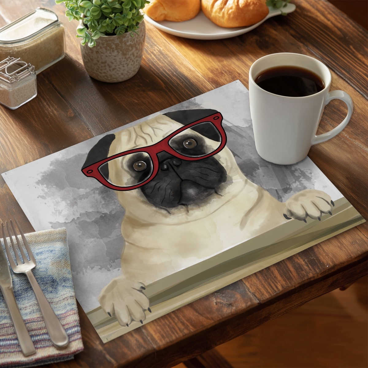 Picture of Begin Home Decor C6PP1418RGB844 14 x 18 in. Geek Carlin Polyester Placemat for Home Decor - Stylish Design - Set of 6