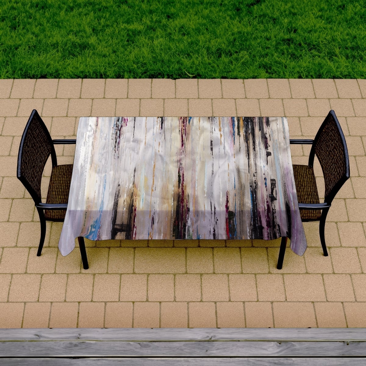 Picture of Begin Home Decor C1TCLRGETCKT9D 58 x 102 in. Abstract Runny Paint Tablecloth - Indoor & Outdoor Home Decor