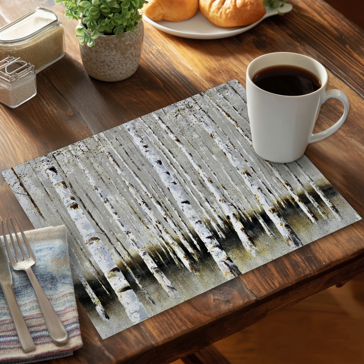 Picture of Begin Home Decor C6PP14189O5X91 14 x 18 in. Winter Forest Landscape Polyester Placemat - Home Decor - Set of 6