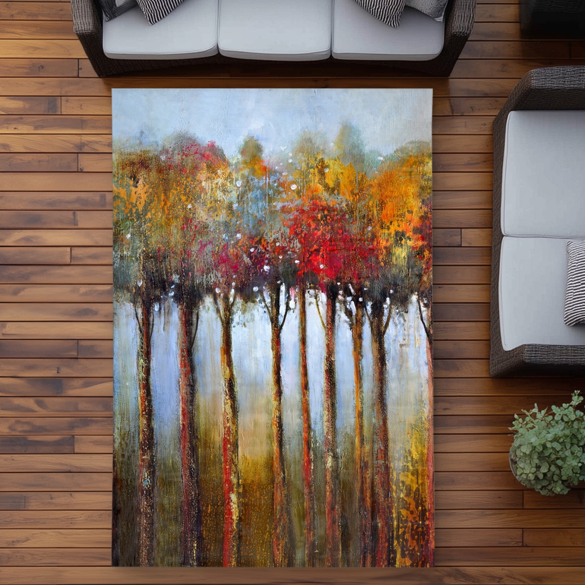 C1ROAR57MUU2XU 5 x 7 ft. Colorful Leaves Trees - Livingroom Outdoor Area Rug for Home Decor - Rectangle