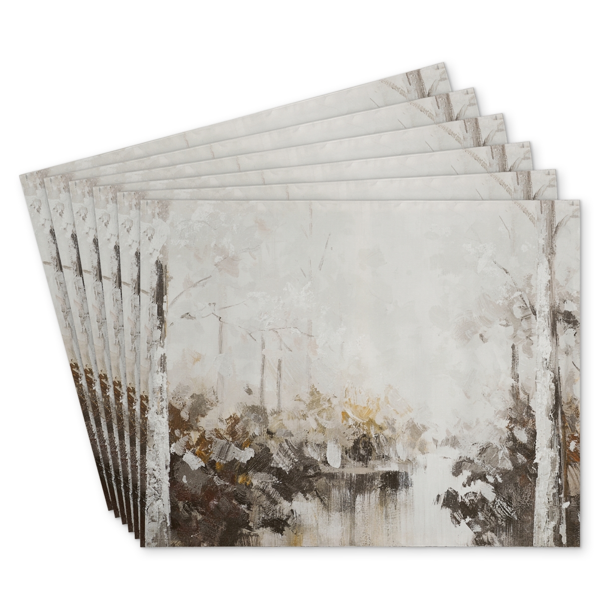 Picture of Begin Home Decor C6PP1418543RG4 14 x 18 in. Abstract White Forest Polyester Placemat - Home Decor Accessory - Set of 6