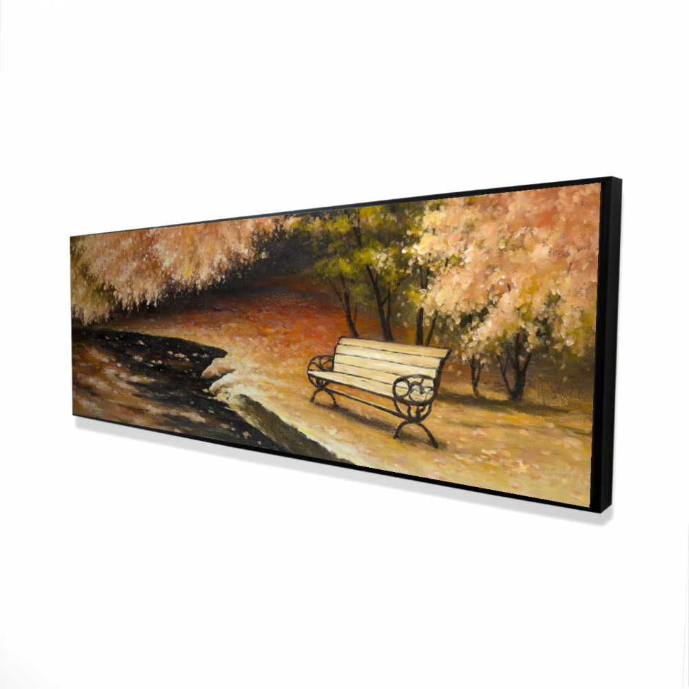 2081-2060-LA36 20 x 60 in. Park Bench By Fall - Landscapes Office Framed Canvas Decor