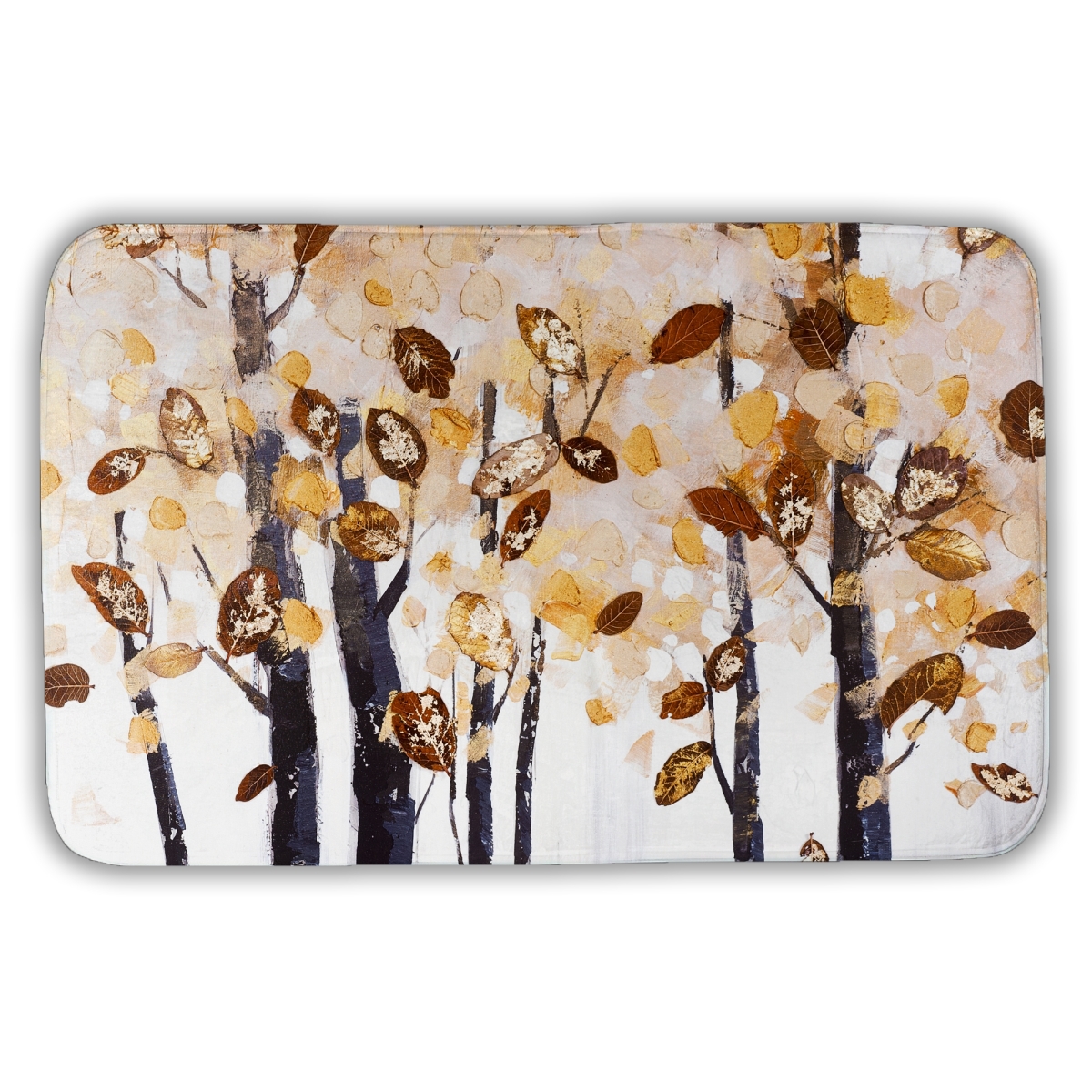 C1BM2134Z6DFU5 21 x 34 in. Texturized Leaves Trees Bath Mat - Beige Contemporary Decor