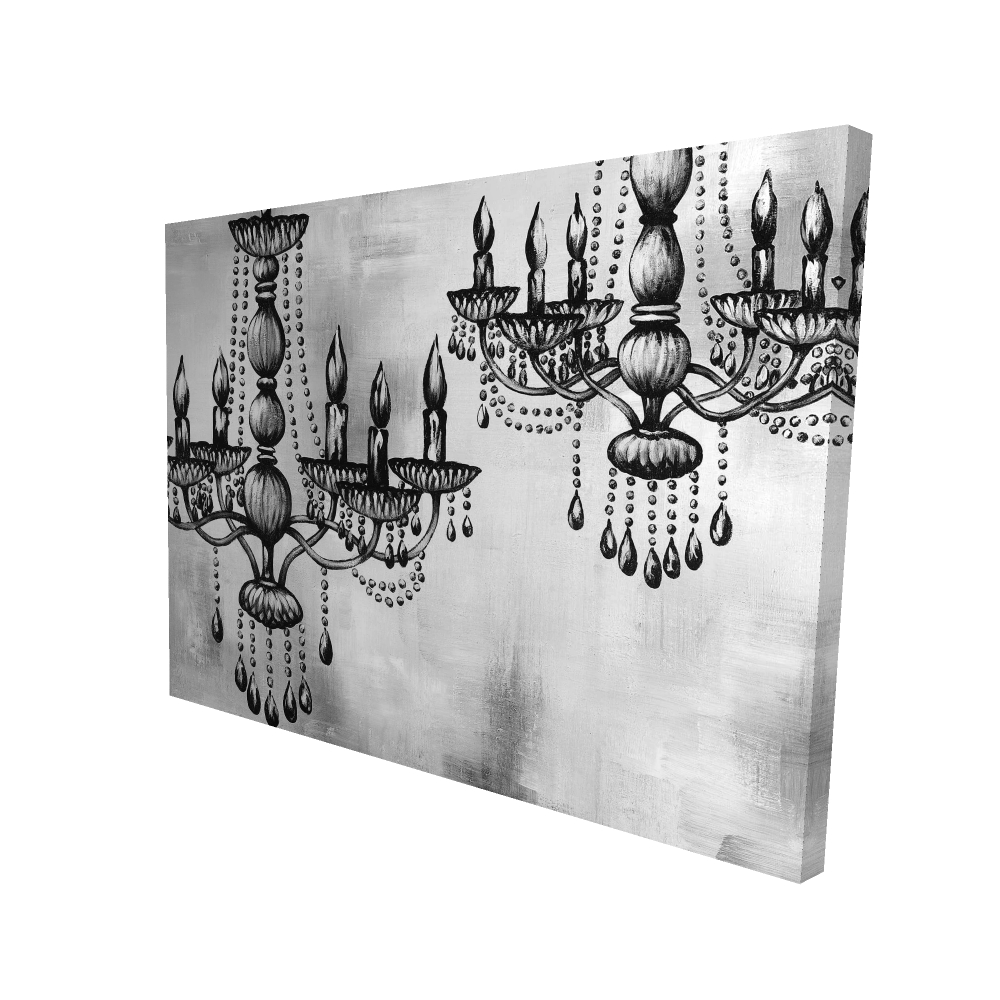 2080-3648-SL3 36 x 48 in. Two Crystal Chandeliers - Still Life Living Room Canvas Decor