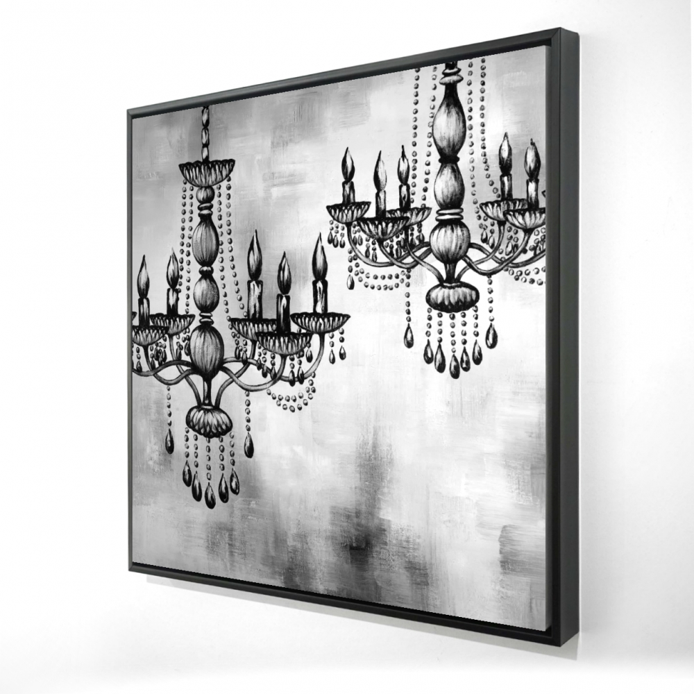 2081-3636-SL3 36 x 36 in. Two Crystal Chandeliers Canvas - Elegant Kitchen Decor