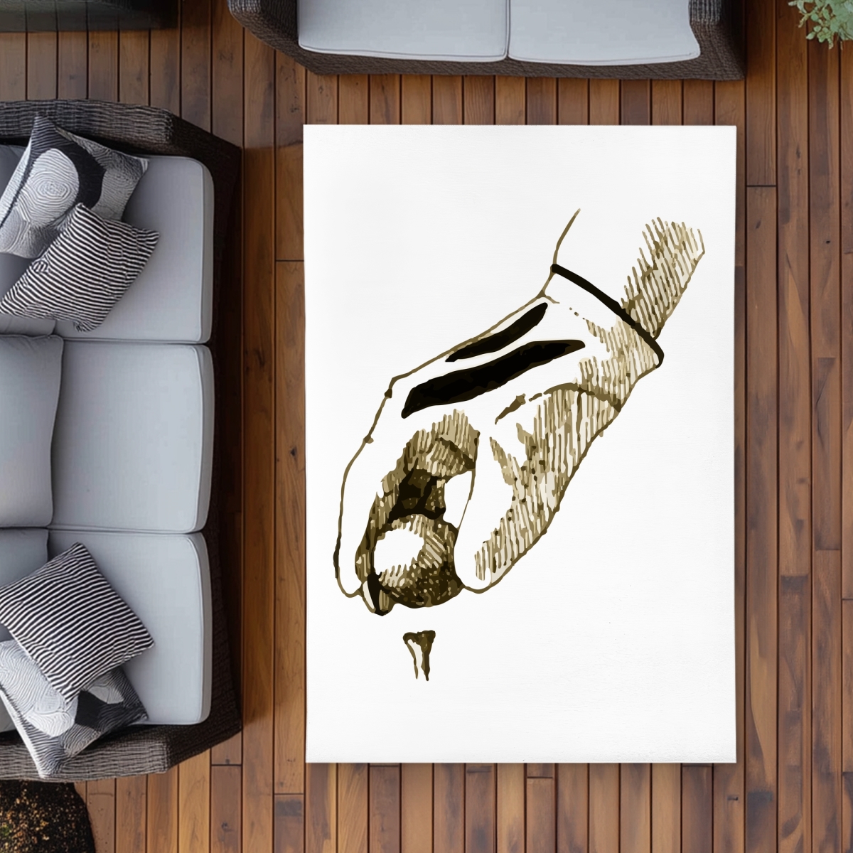 C1ROAR46UYMA45 4 x 6 ft. Golf Glove Illustration Rug - Man Cave Outdoor Home Decor - Rectangle