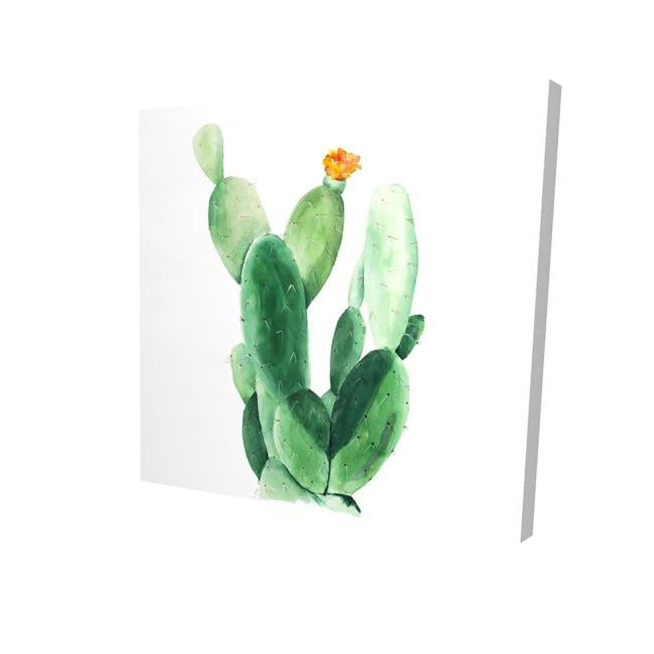 16 x 16 in. Watercolor Paddle Cactus with Flower-Print on Canvas