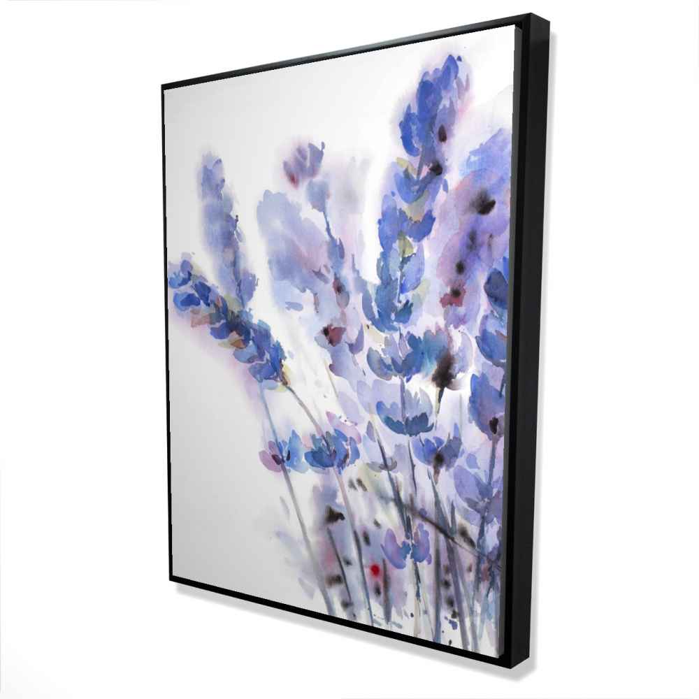 2081-4836-FL230 36 x 48 in. Watercolor Lavender Flowers - Framed Canvas Home Decor