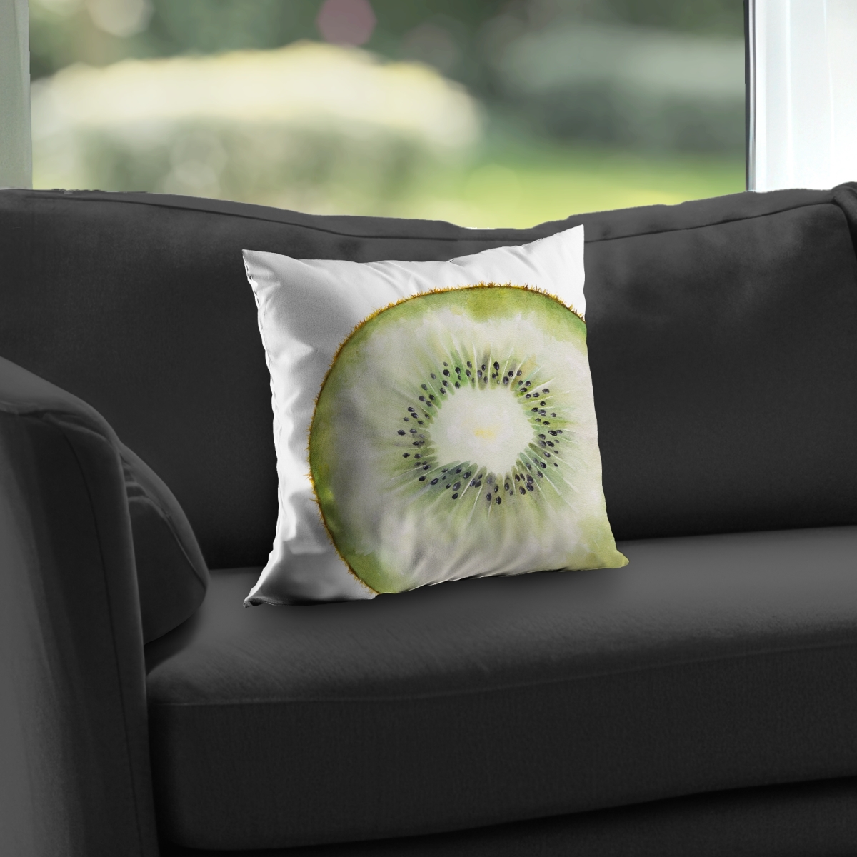 C1PC1414IAENAX 14 x 14 in. Kiwi Slice - Kitchen Exotic Poly Twill Throw for Home Decor