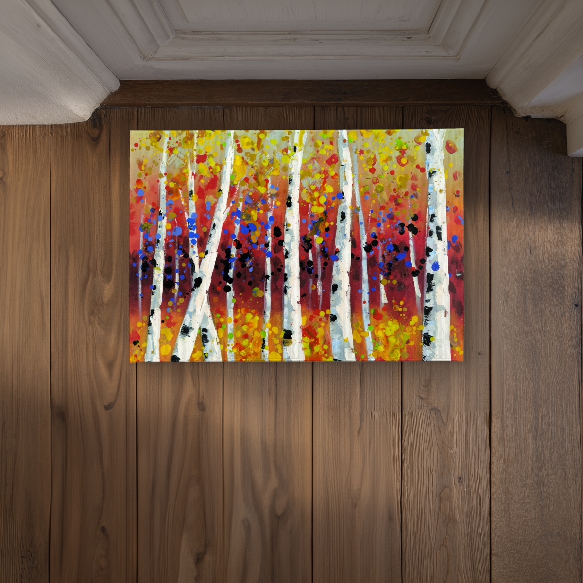 CODM1724EW180G 17 x 24 in. Colored Birches - Contemporary Trees Door Mat for Home Decor