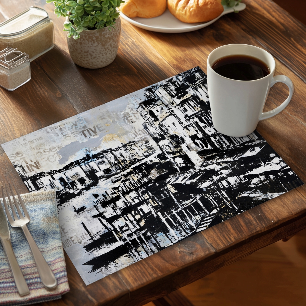 Picture of Begin Home Decor C4PP141877MPDV 14 x 18 in. Abstract Venise Port Polyester Placemat for Home Decor - Set of 4