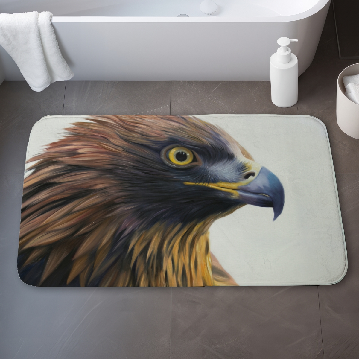C1BM2134C5Y2GG 21 x 34 in. Brown-Headed Eagle Bath Mat - Hyperrealist Home Decor