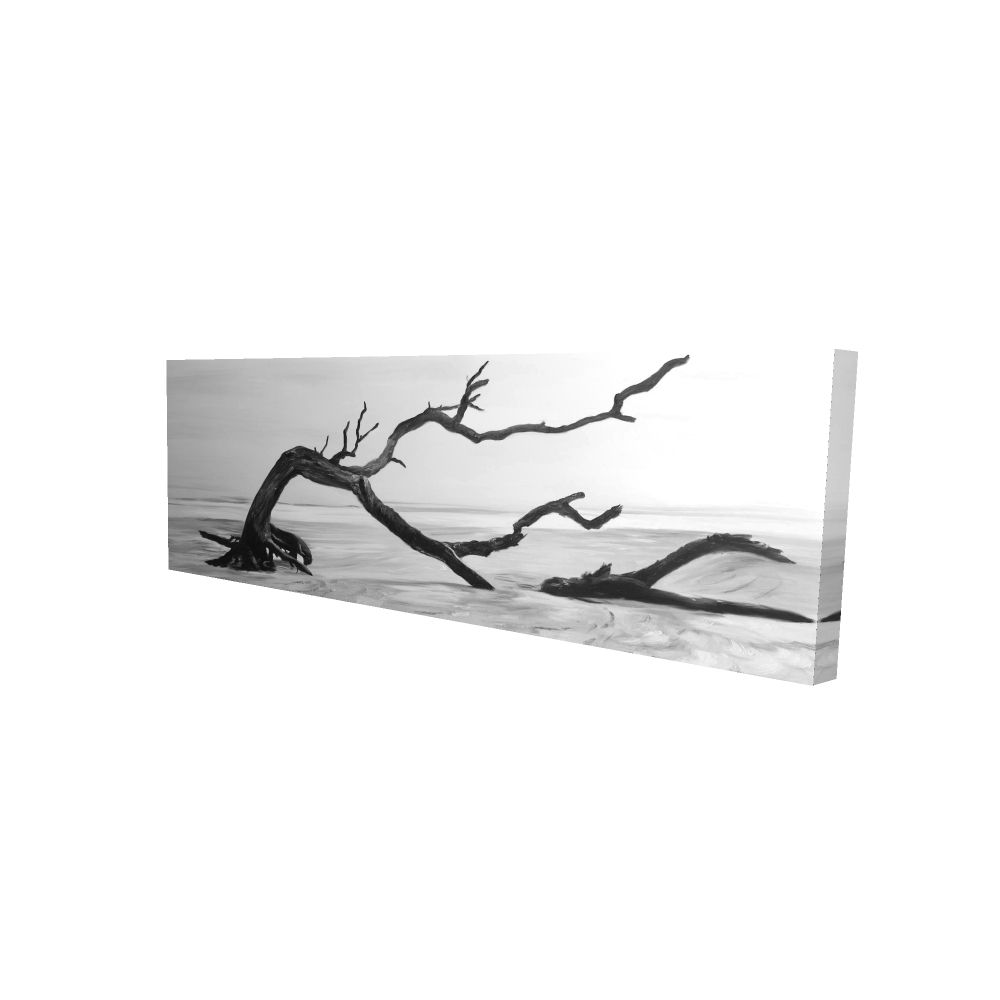 2080-2060-CO123 20 x 60 in. Dead Tree in Water - Black & White Gray Canvas Decor