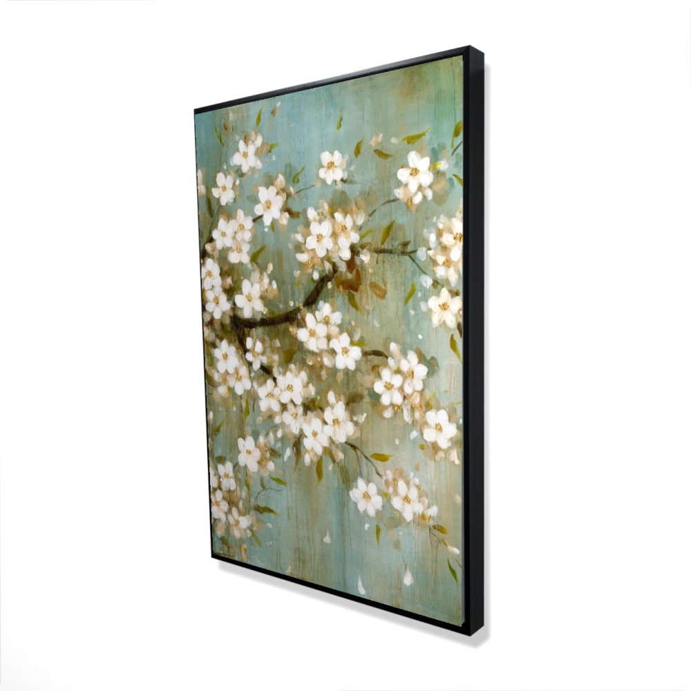 2081-3624-FL80 24 x 36 in. White Cherry Blossom - Romantic Botanical Framed Canvas Decor