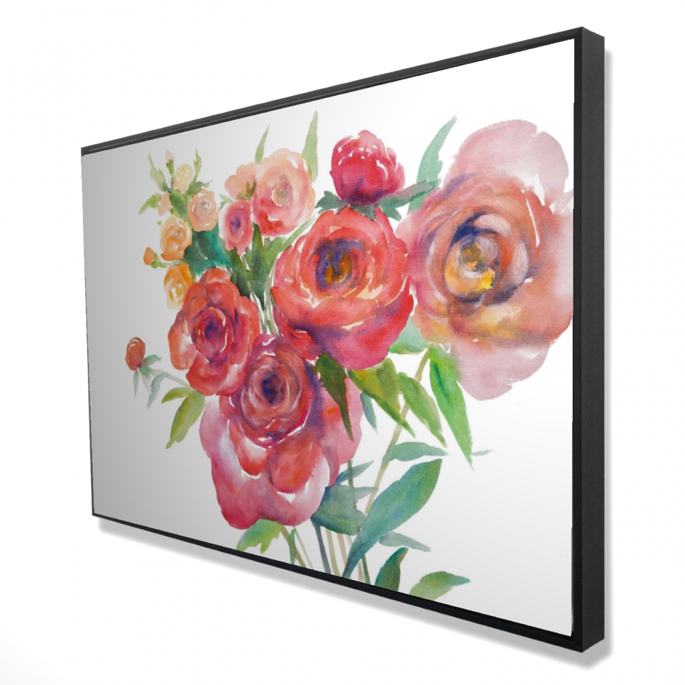 2081-2436-FL156 24 x 36 in. Watercolor Bouquet of Flowers - Framed Canvas Home Decor