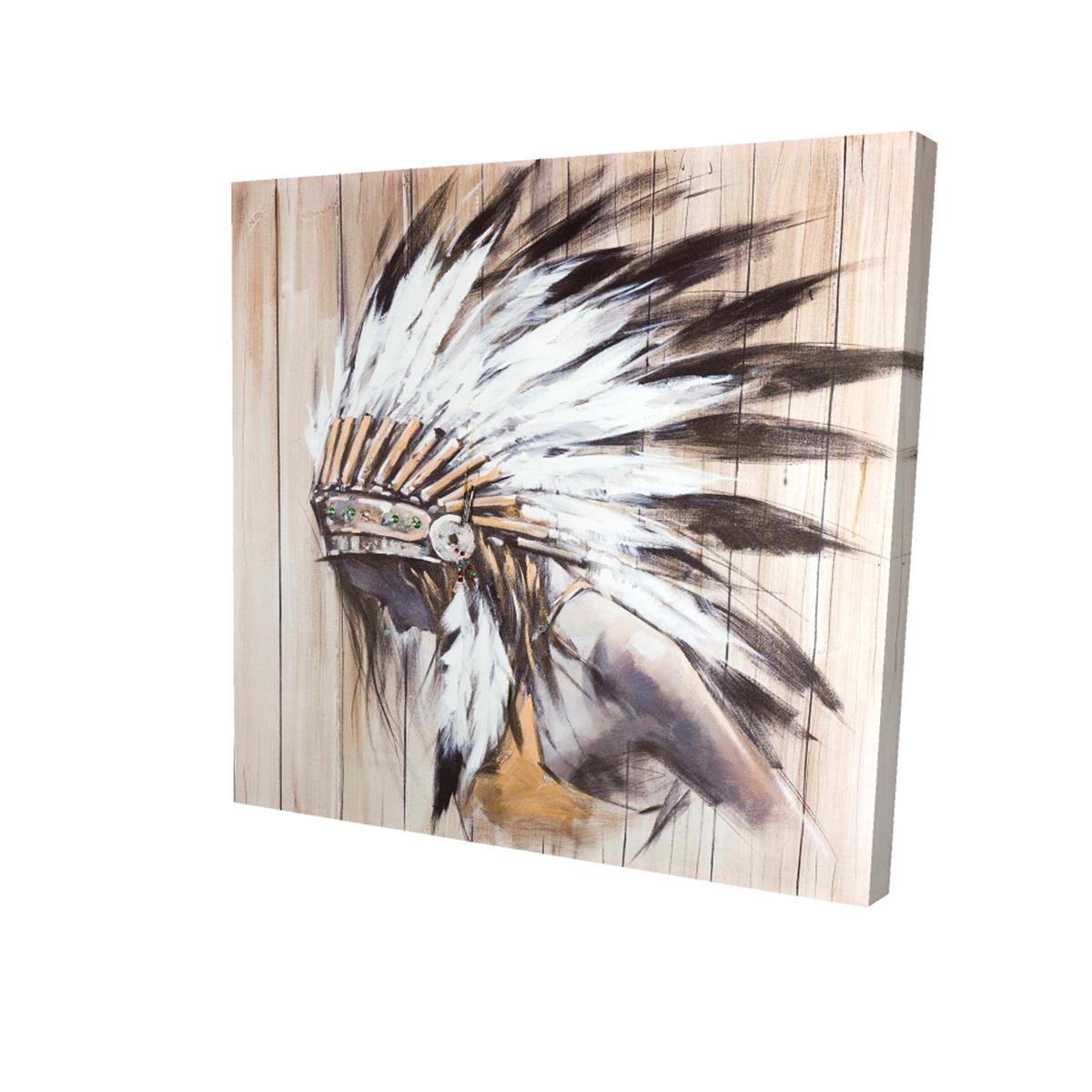 2080-1616-MI48 16 x 16 in. Indian with Feathers-Print on Canvas