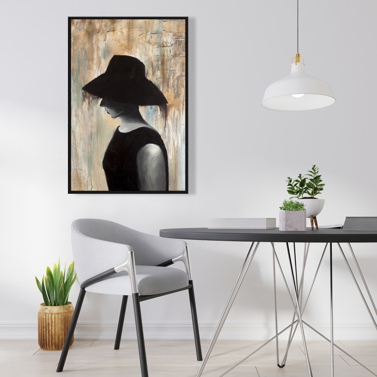C1FC2436STLXFQ 24 x 36 in. Audrey Hepburn with Big Hat - Contemporary Bedroom Canvas Decor