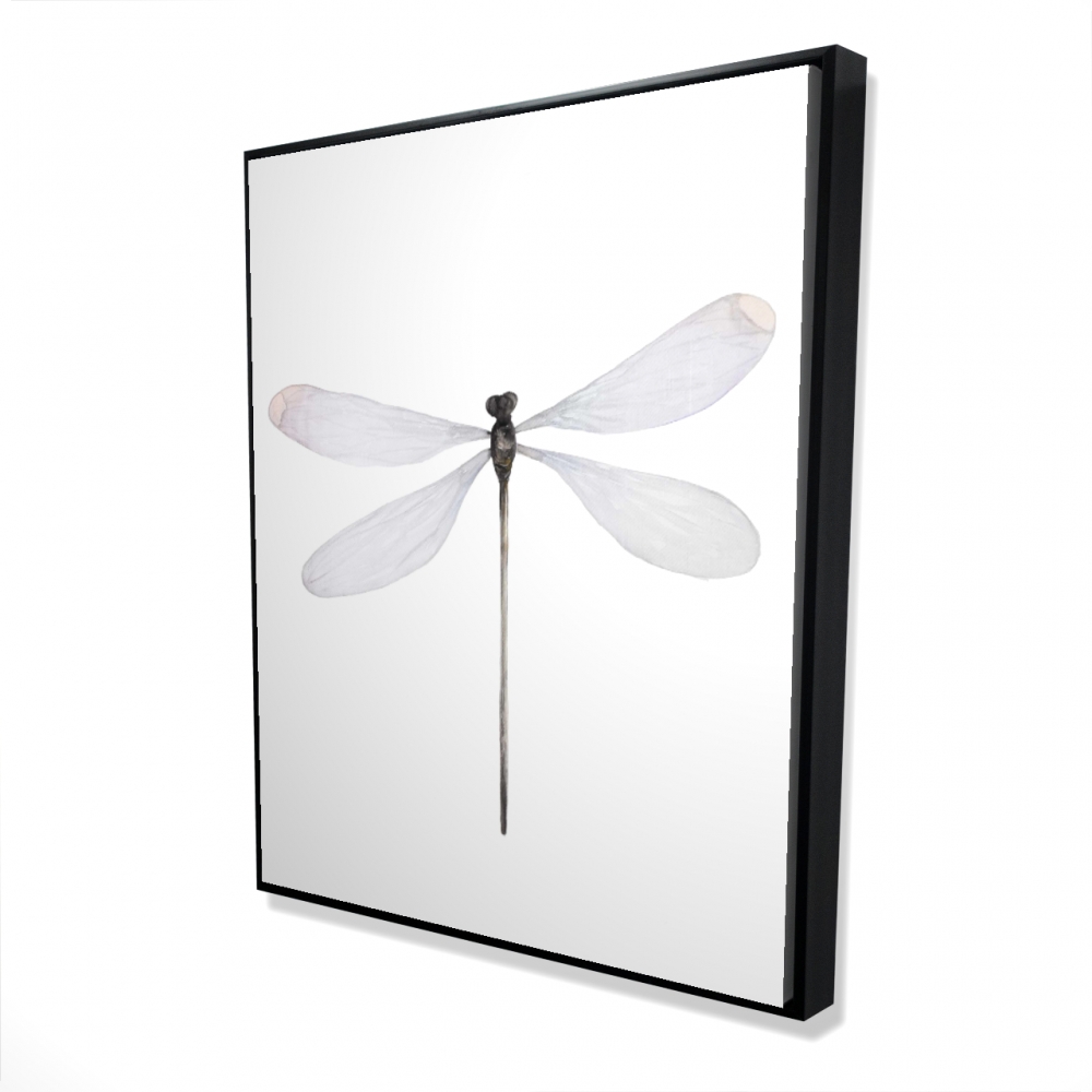 2081-6048-AN460 48 x 60 in. Minimalist Dragonfly - Office Gray Framed Canvas Decor
