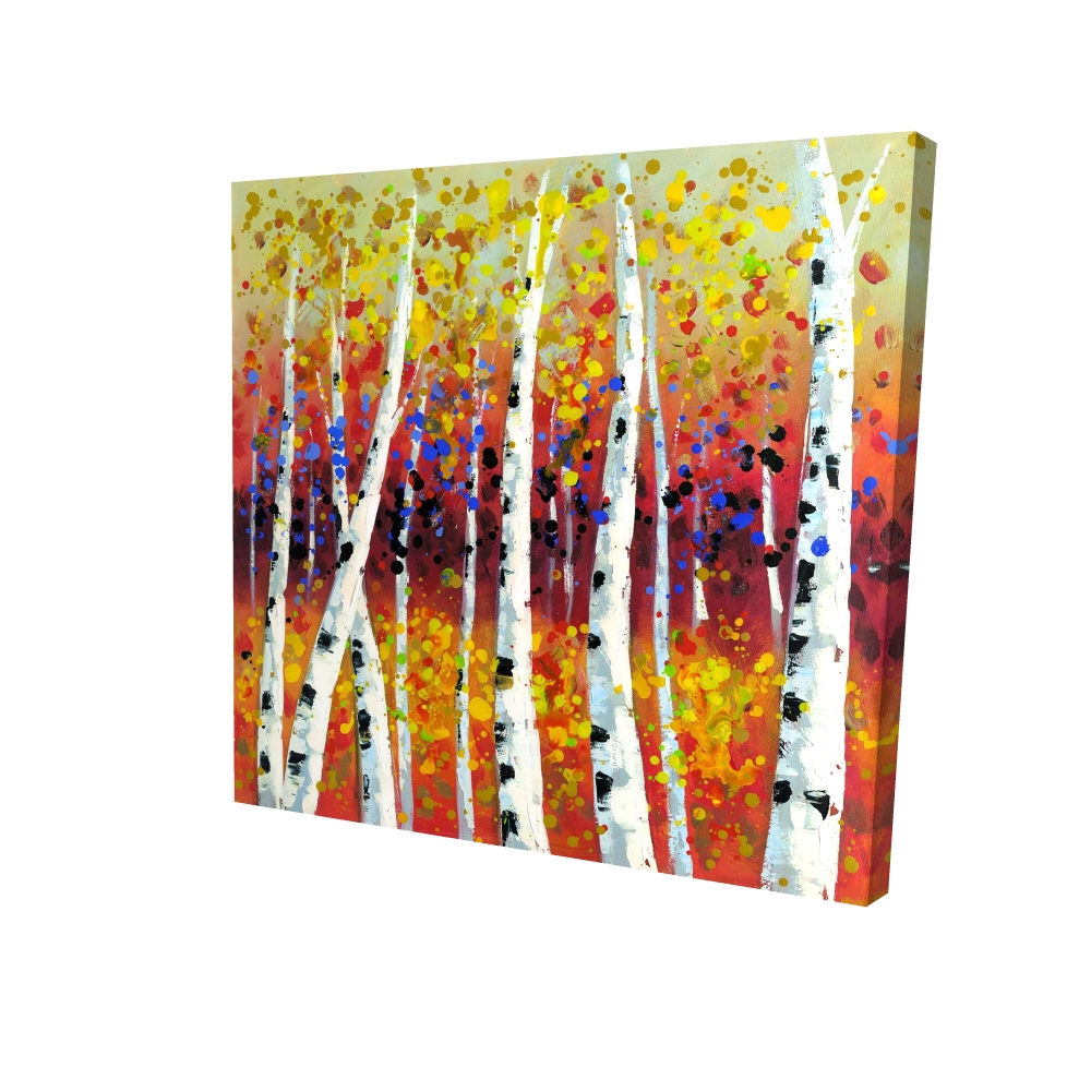 2080-3636-LA2 36 x 36 in. Colored Birches - Seasons Office Canvas for Home Decor