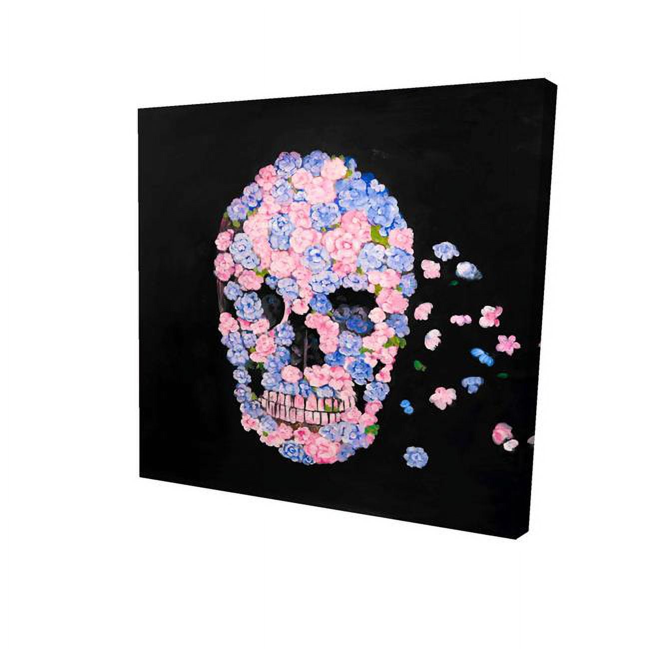 16 x 16 in. Flower Skull-Print on Canvas