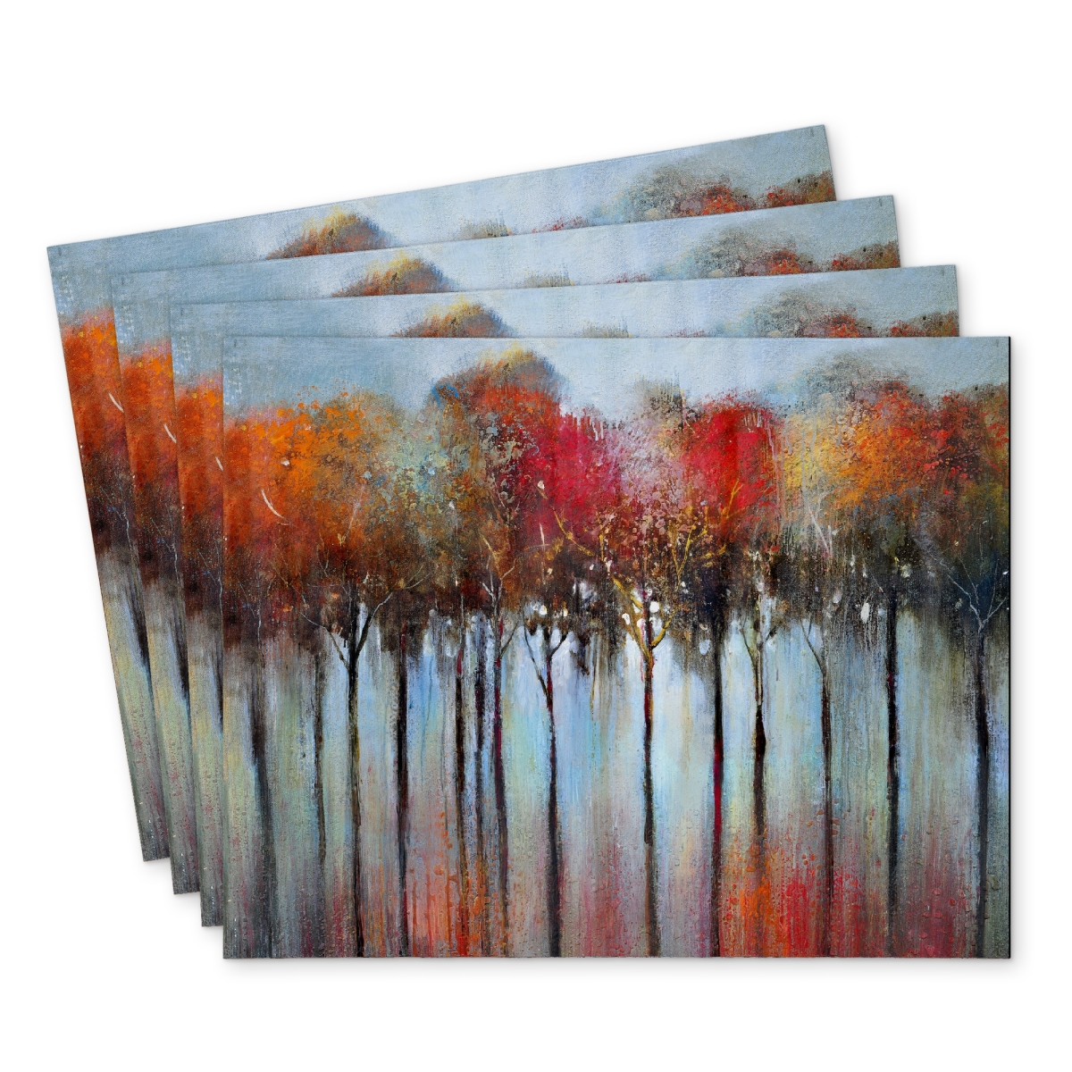 Picture of Begin Home Decor C4PP14181HVSWI 14 x 18 in. Abstract & Colorful Forest Polyester Placemat - Home Decor - Set of 4