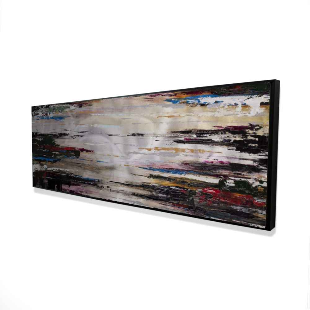 2081-2060-AB17 20 x 60 in. Abstract Runny Paint - Modern Framed Canvas Home Decor