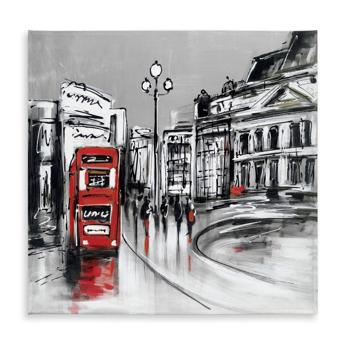 Picture of Begin Home Decor C1TC5858P4GQRY 58 x 58 in. Abstract Gray City with Red Bus Tablecloth - Home Decor