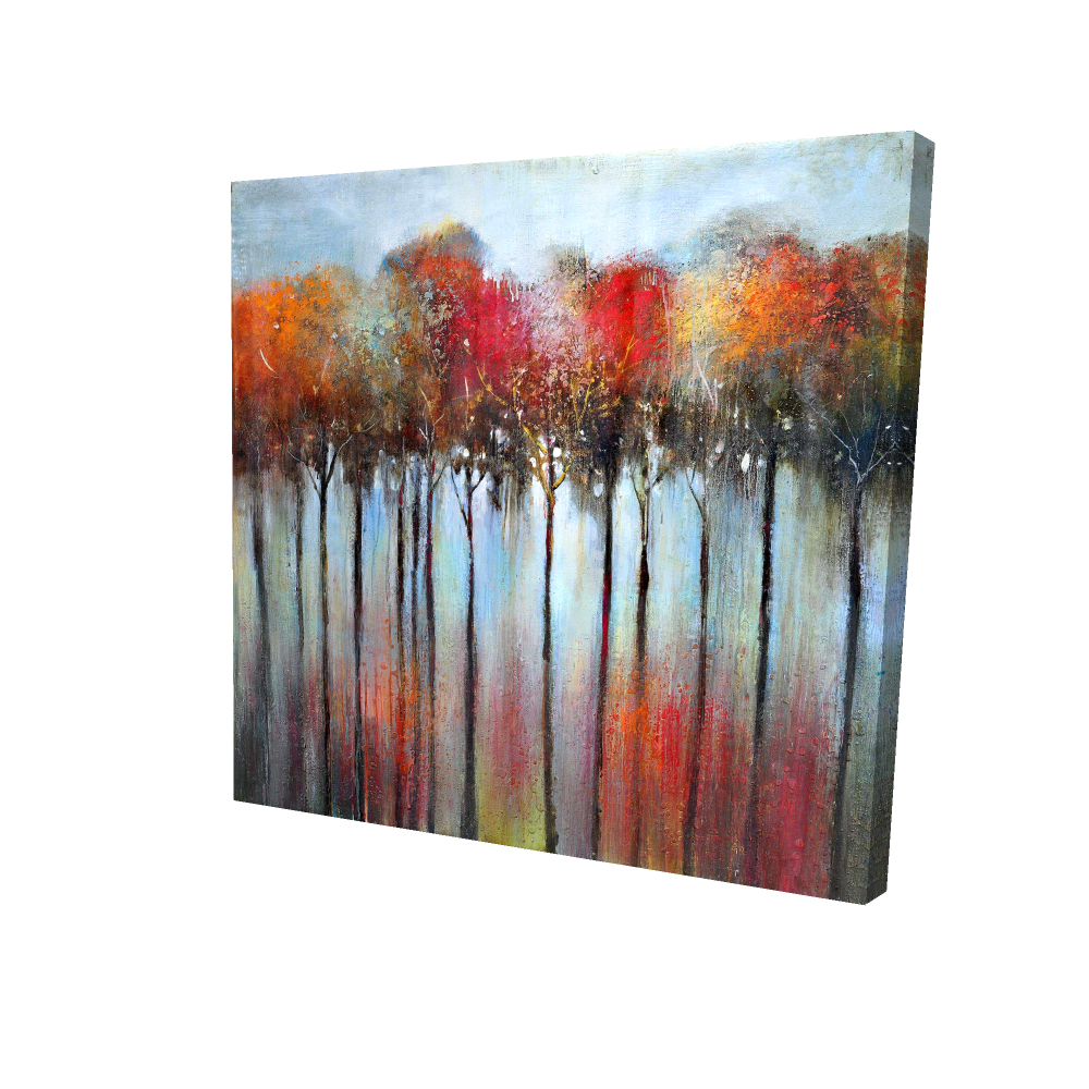 2080-3636-LA11 36 x 36 in. Abstract & Colorful Forest - Red Office Canvas Decor