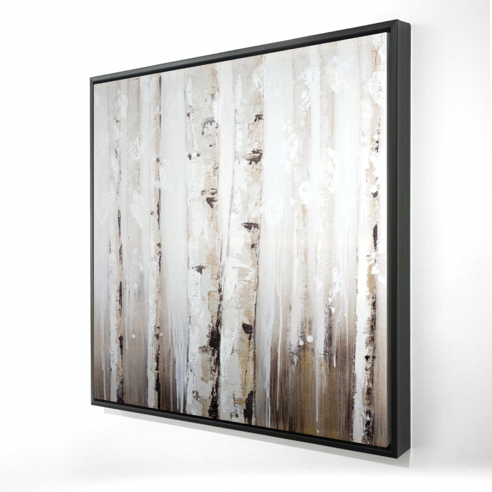 2081-3636-LA19 36 x 36 in. Abstract White Birches - Framed Canvas for Bedroom Decor