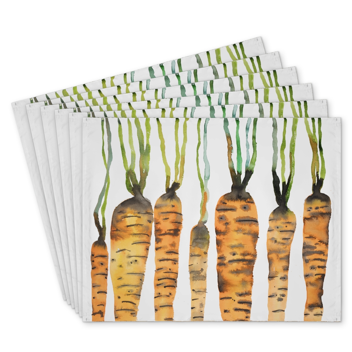 Picture of Begin Home Decor C6PP1418NOWWX7 14 x 18 in. Watercolor Carrots Polyester Placemat - Home Decor Accent - Set of 6