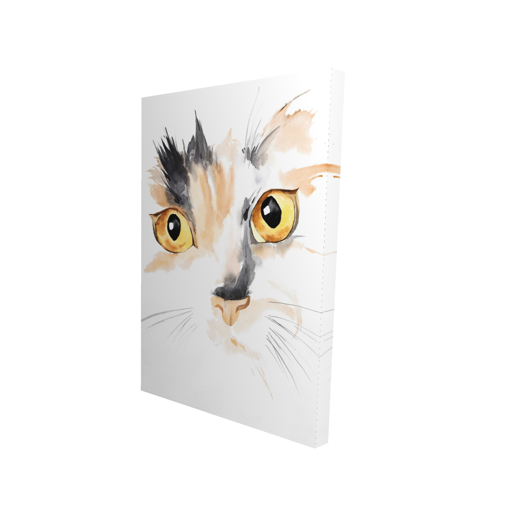 2080-3624-AN423 24 x 36 in. Watercolor Cat Face Closeup - Gray Canvas for Kids Room Decor