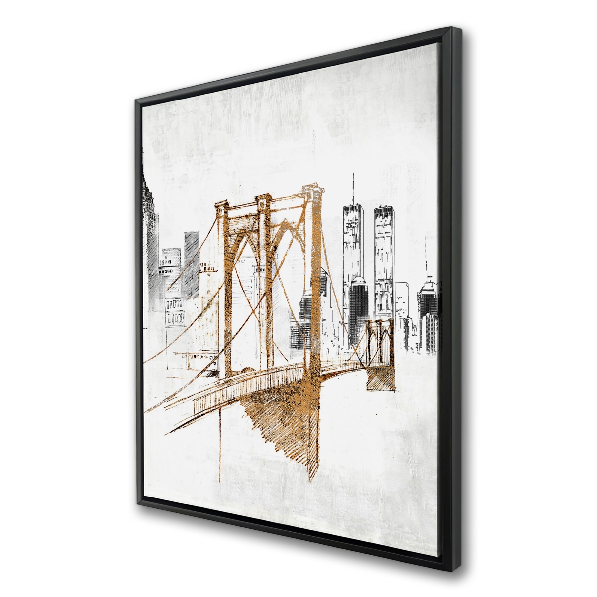 C1FC3648H0SI5F 36 x 48 in. Brooklyn Bridge Blurry Sketch - Yellow Architecture Canvas Decor
