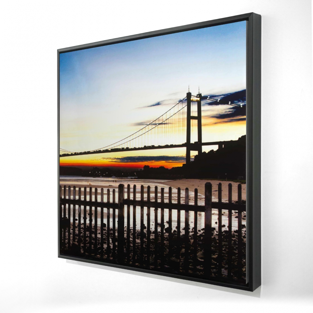 2081-3636-CI114 36 x 36 in. Bridge By Sunset - Orange Framed Canvas for Home Decor