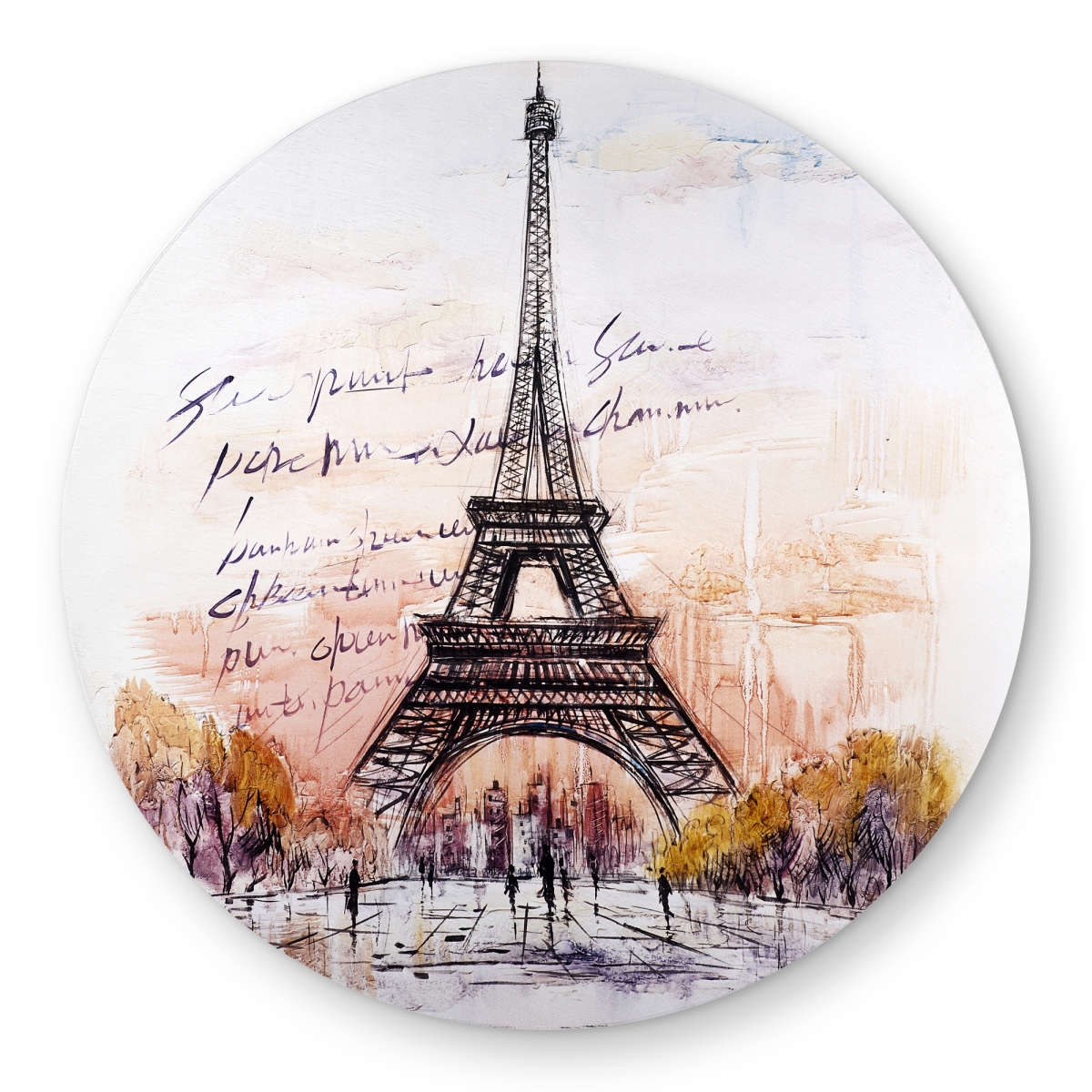 C1COAR553XMSNN 5 x 5 ft. Eiffel Tower Sketch Rug - Handwritten Message - Home Decor - Round