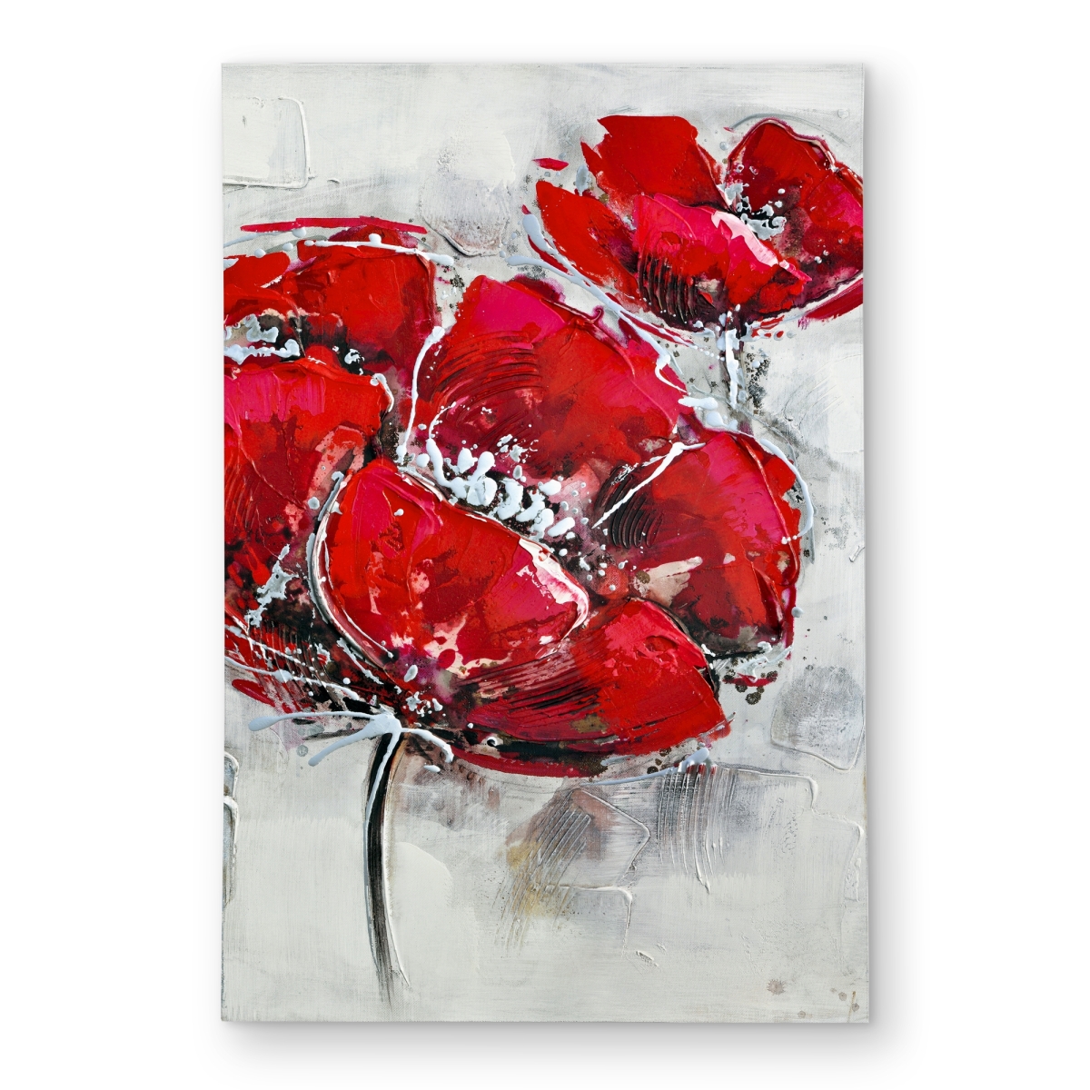 C1ROAR23BE7D7M 2 x 3 ft. Abstract Texturized Red Flowers Outdoor Area Rug - Botanical Gray - Rectangle