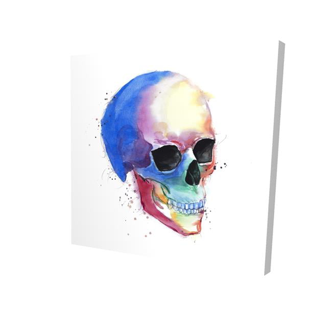 16 x 16 in. Watercolor Colorful Skull Profile-Print on Canvas