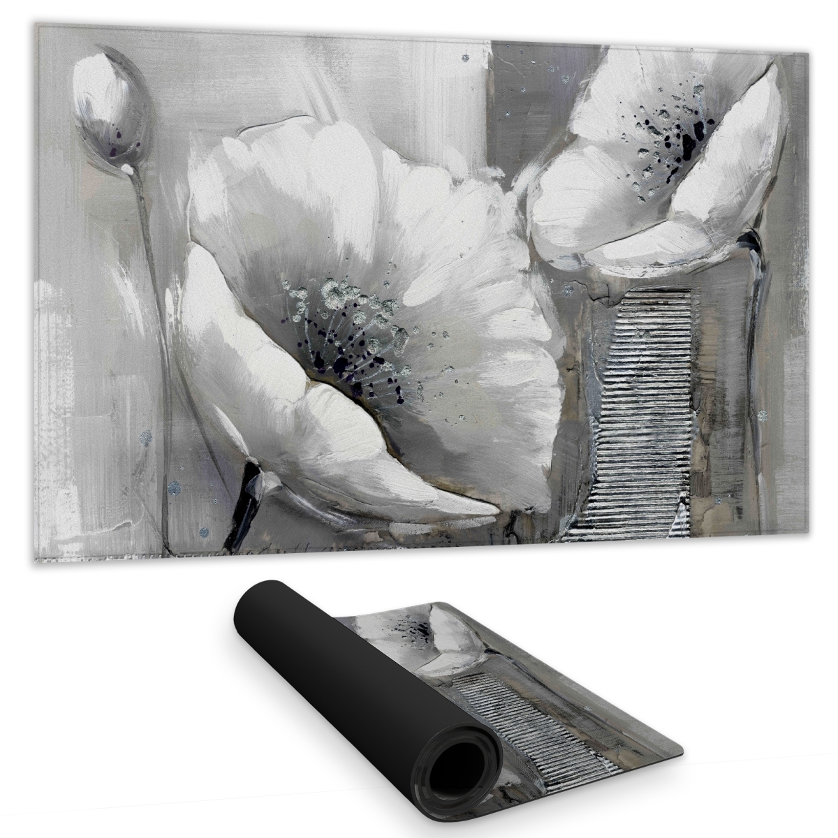 C1DM14242AUVUX 14 x 24 in. Industrial Monochrome Flowers - Modern Gaming Mat for Home Decor
