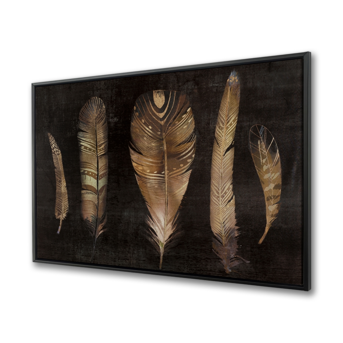 C1FC3648VFHLCA 36 x 48 in. Brown Feather Set - Black Framed Canvas Home Decor Art